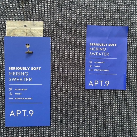 NWT Apt. 9 Men's Dark Blue Merino Wool Crewneck Sweater Size M - Picture 5 of 7